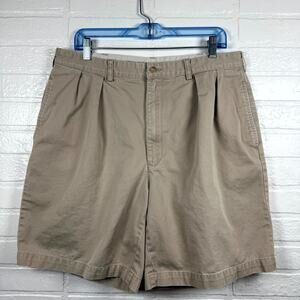 Polo Ralph Lauren Shorts Men 36 Khaki 100% Cotton Pleated Chino Golf Performance